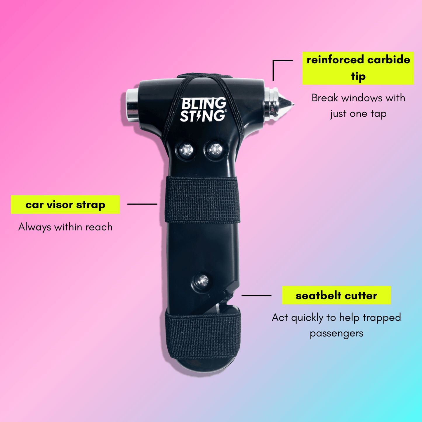 Emergency Escape Hammer | Black - sellblingstingsellblingsting
