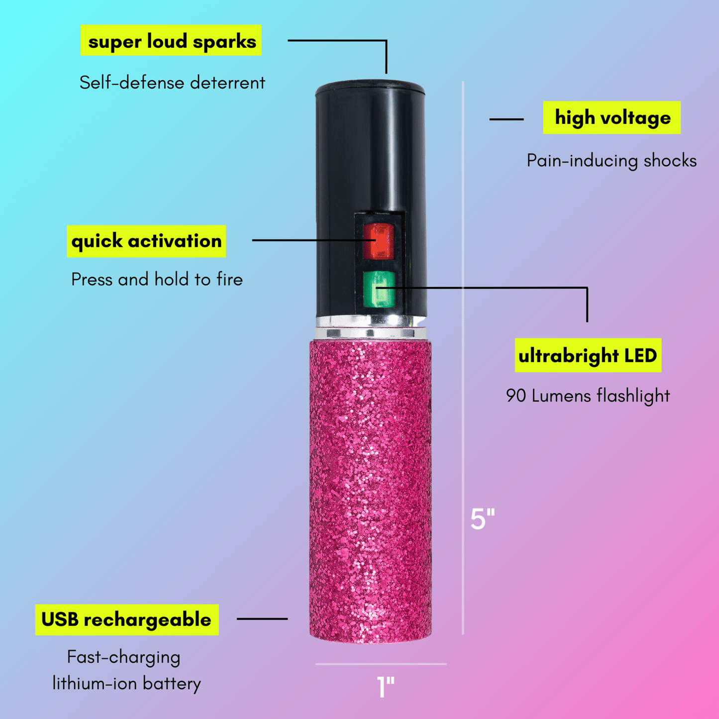 Mini Stun Gun | Pink Glitter - sellblingstingsellblingsting