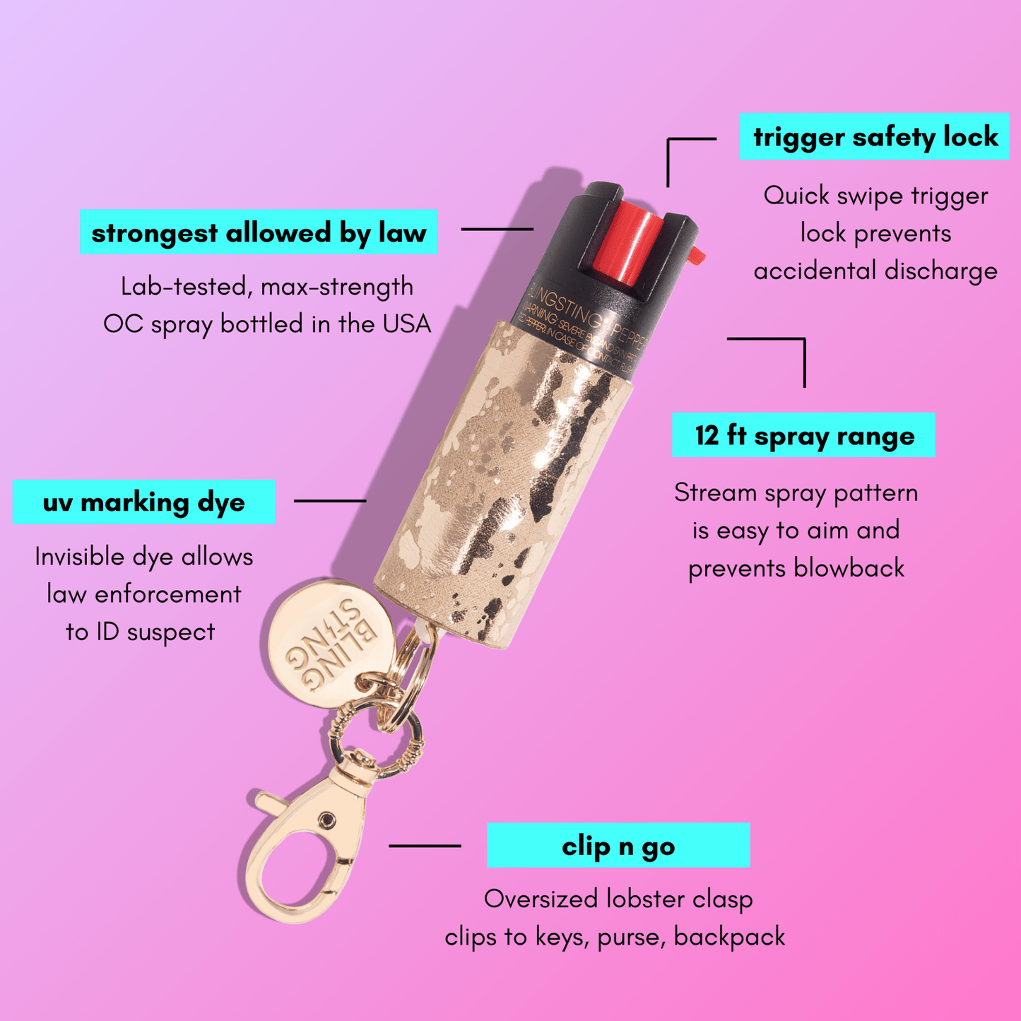 Pepper Spray | Metallic Gold Cowhide - sellblingstingsellblingsting