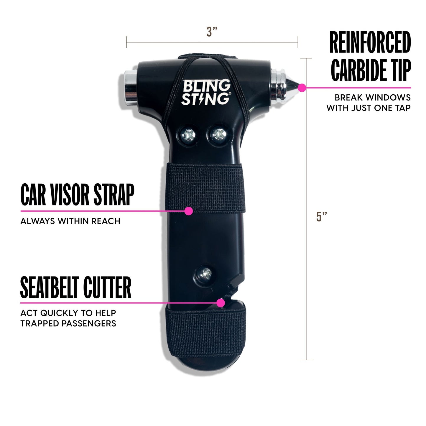 Emergency Escape Hammer | Black - sellblingstingsellblingsting