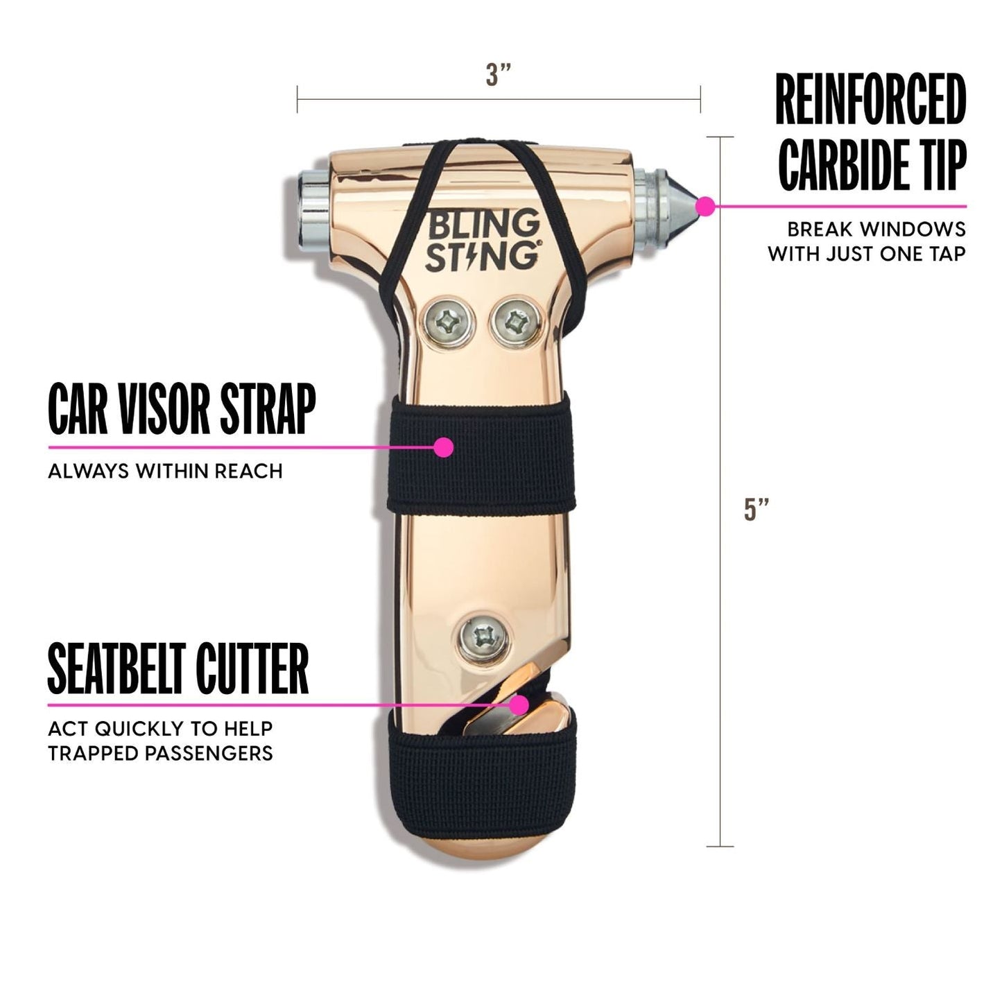 Emergency Escape Hammer | Metallic Rose Gold - sellblingstingsellblingsting
