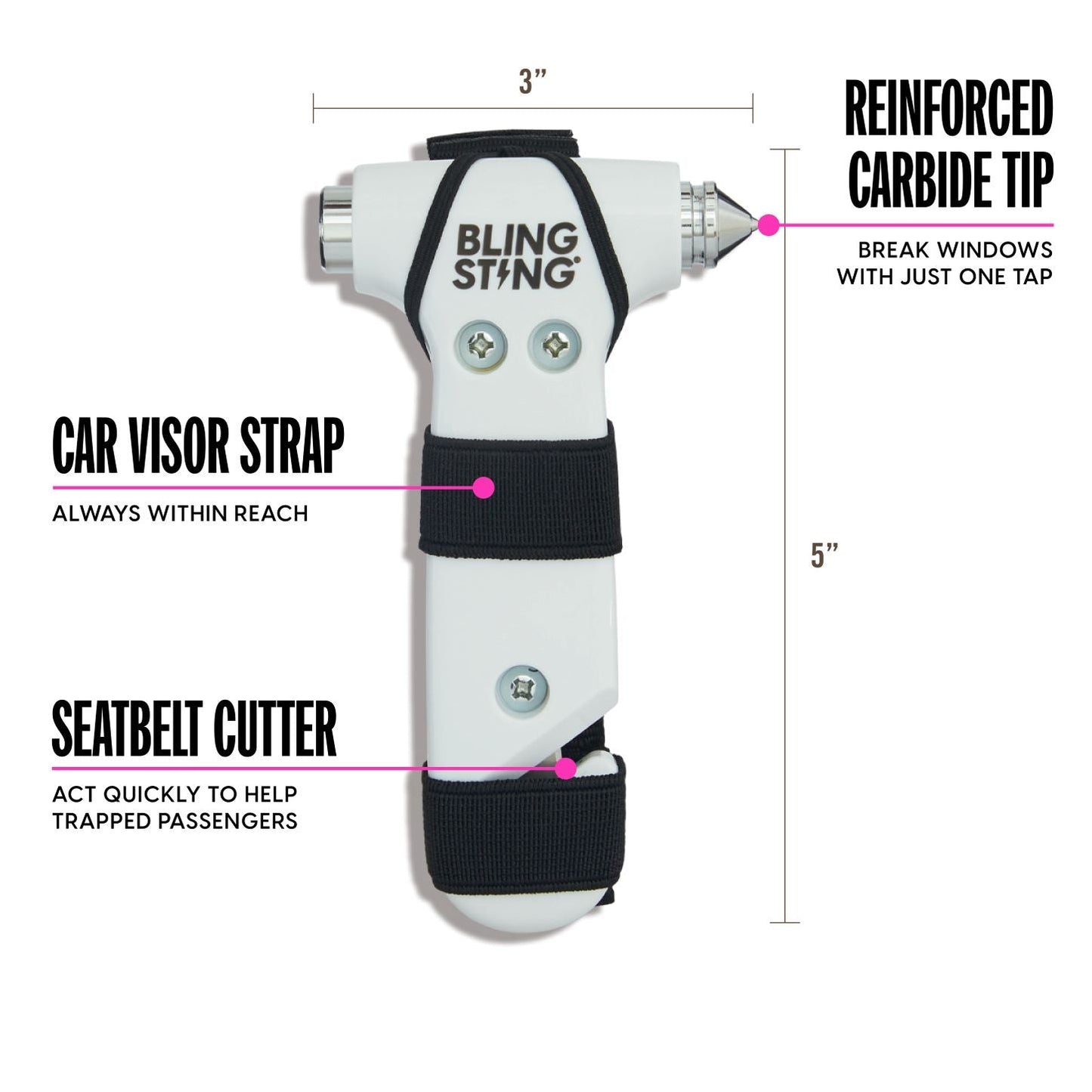 Emergency Escape Hammer | White - sellblingstingsellblingsting