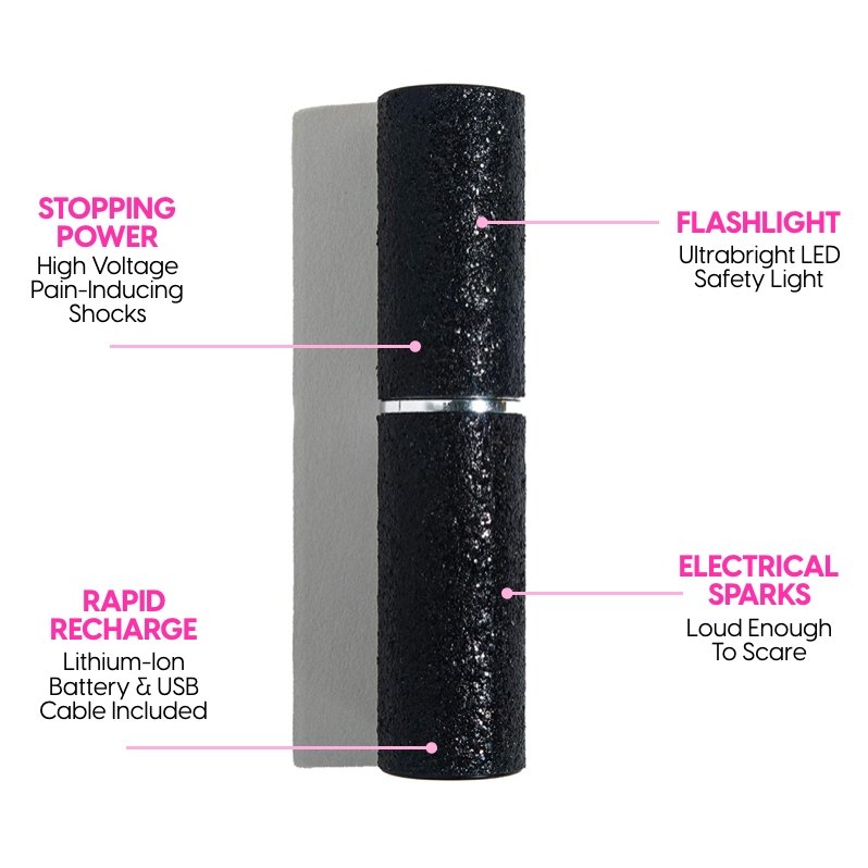Mini Stun Gun | Black Glitter - sellblingstingsellblingsting
