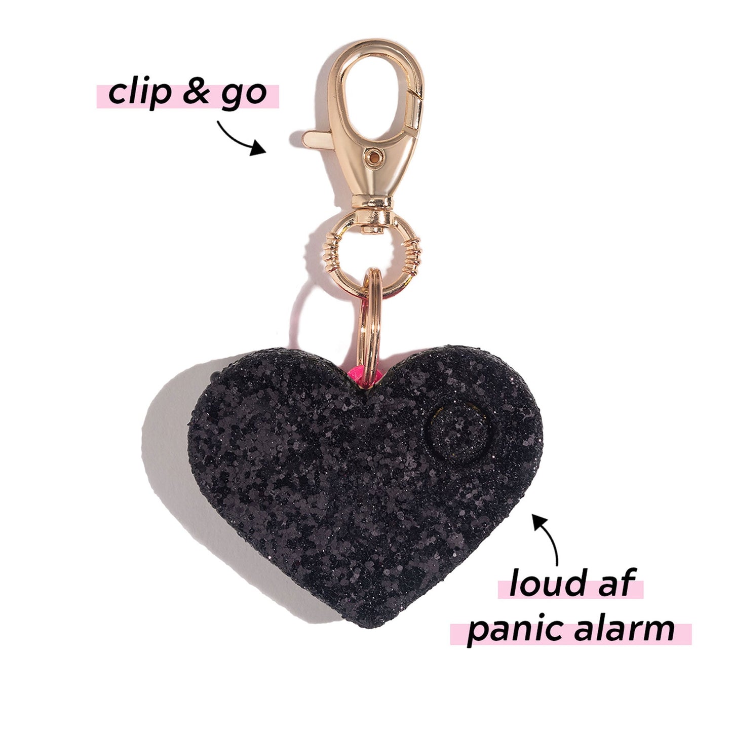 Safety Alarm | Black Glitter Heart