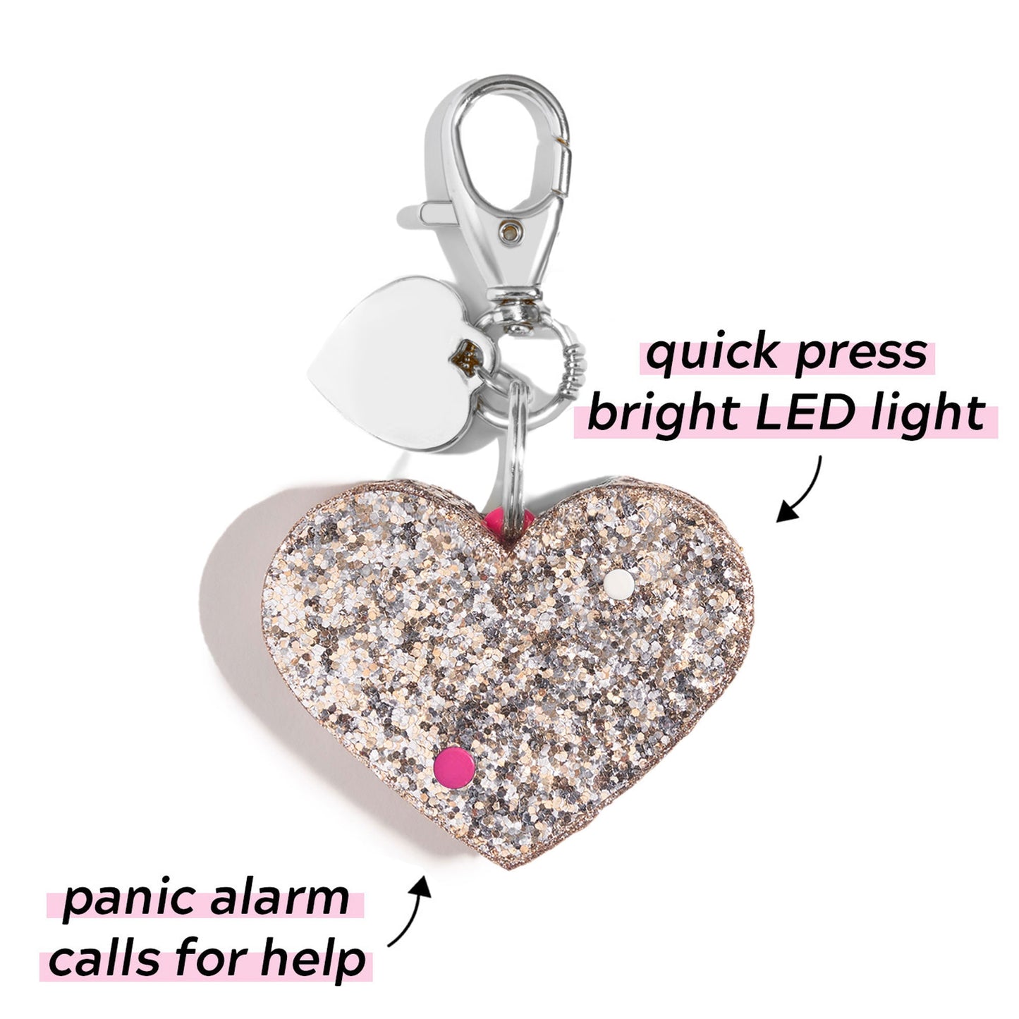 Safety Alarm | Rose Gold Glitter Heart