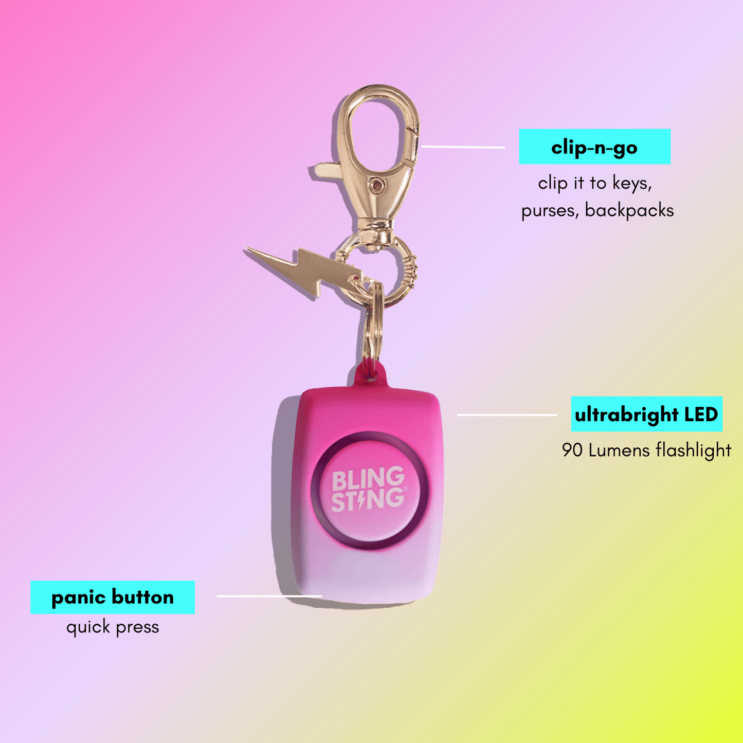 Assorted Mini Personal Alarms | BSA 4PK4 - sellblingstingsellblingsting