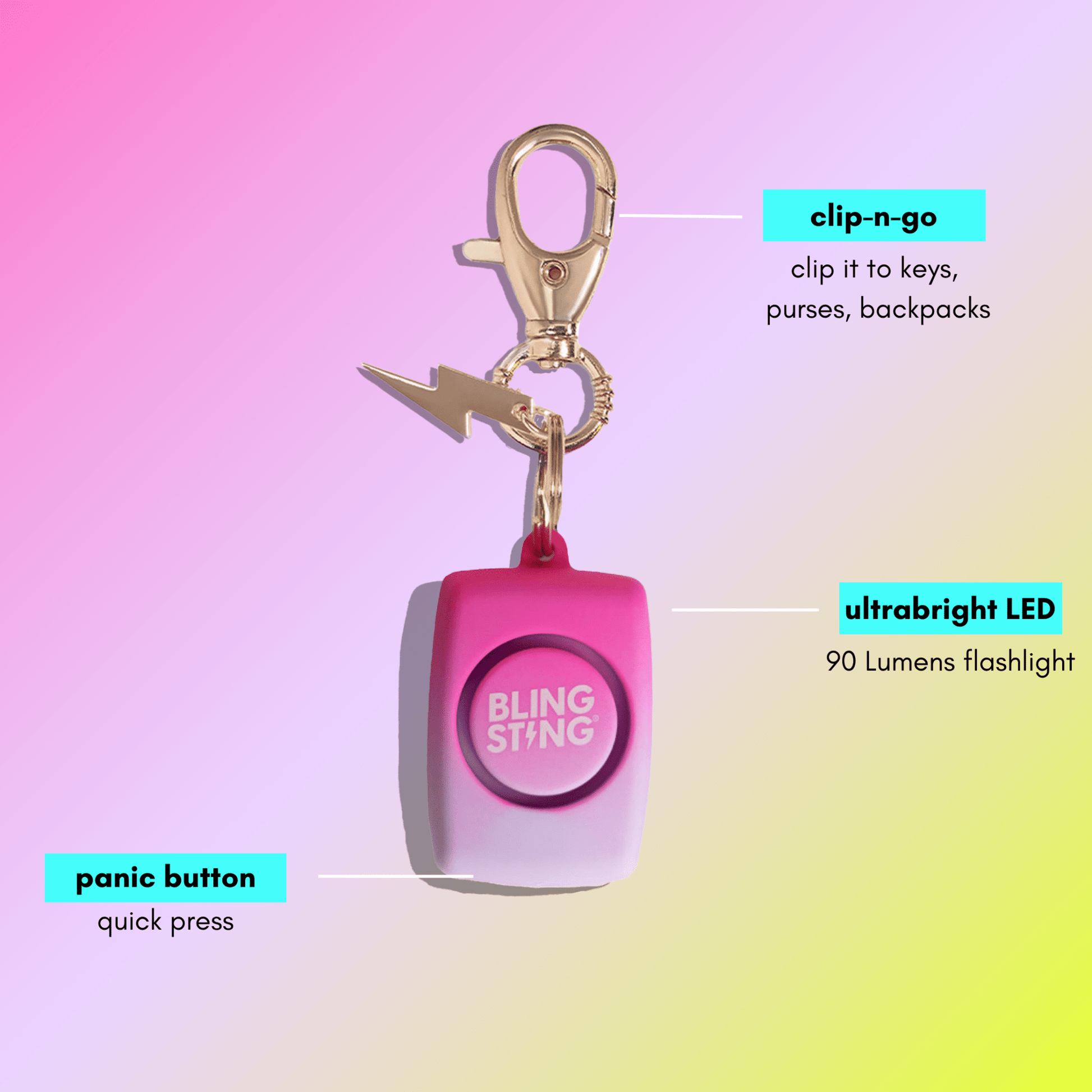 Assorted Mini Personal Alarms | BSA 4PK4 - sellblingstingsellblingsting