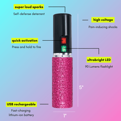 Mini Stun Gun |  Pink Glitter - sellblingstingsellblingsting