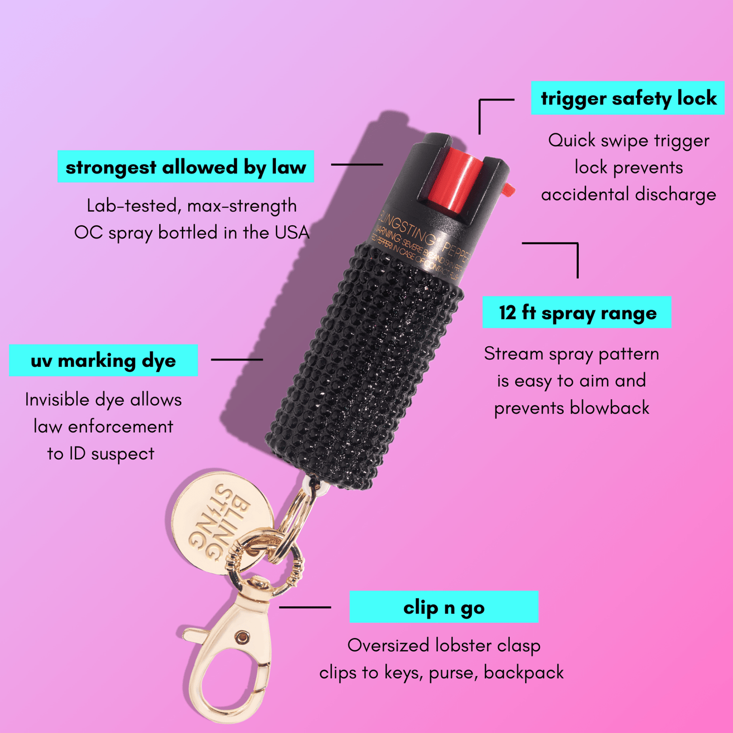 Pepper Spray | Black Rhinestone - sellblingstingsellblingstingBLACK RHINESTONE