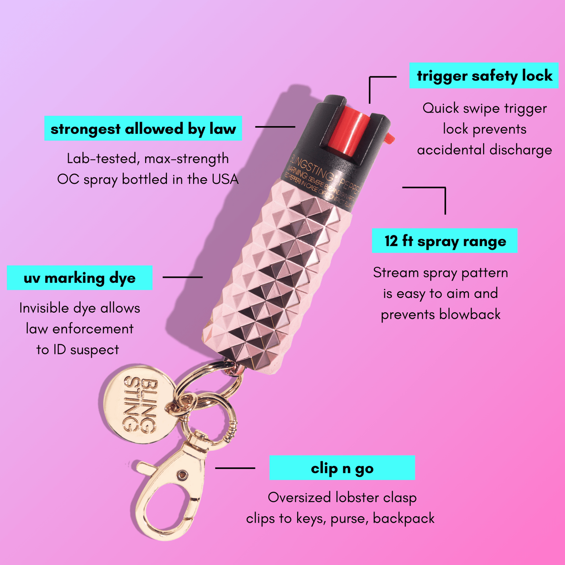 Pepper Spray | Metallic Millenial Pink - sellblingstingsellblingstingBLUSH PINK STUDDED