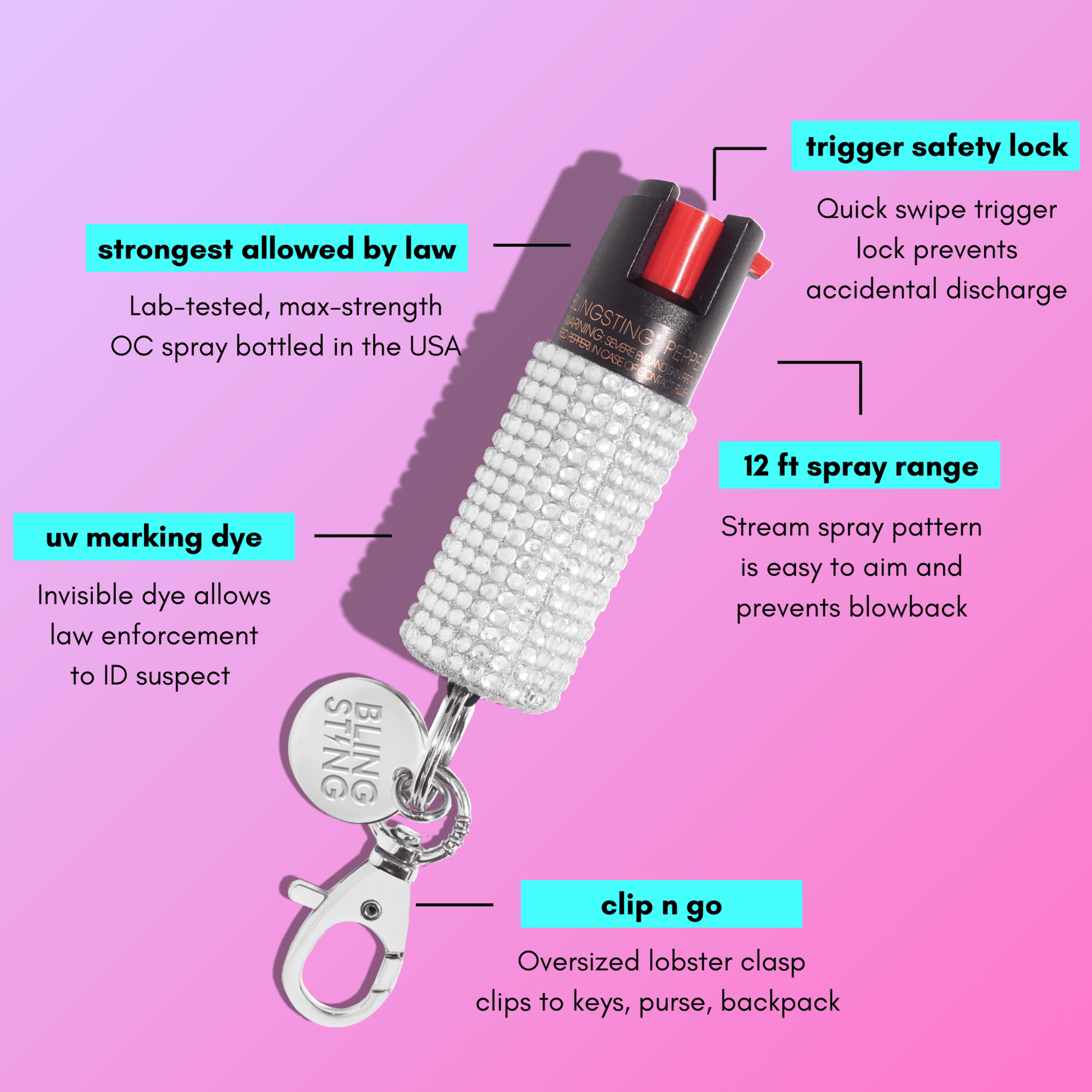 Pepper Spray | Silver Rhinestone - sellblingstingsellblingstingSILVER RHINESTONE