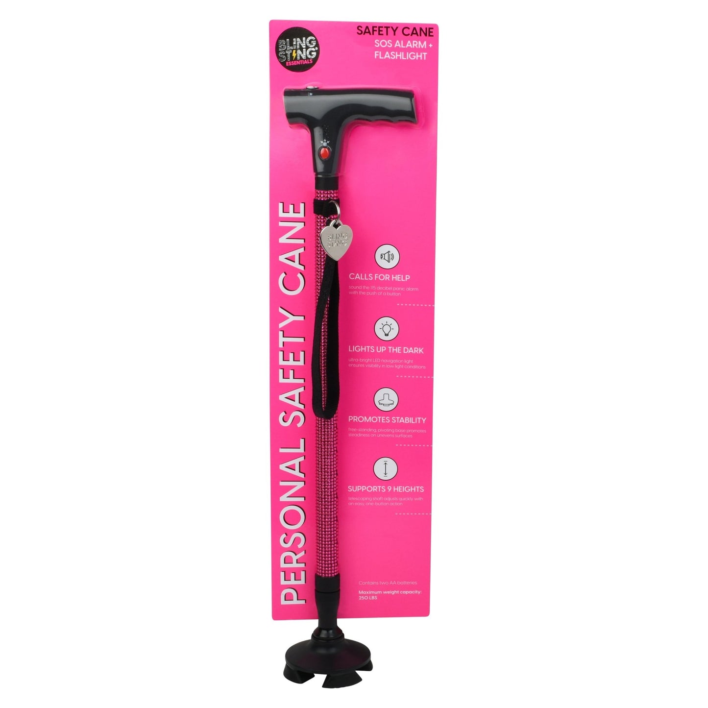 Personal Safety Cane | Pink Rhinestone - sellblingstingsellblingstingPINK RHINESTONE