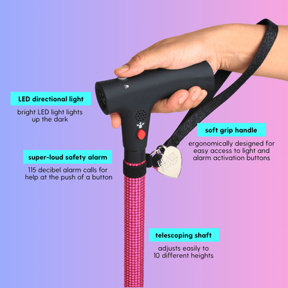 Personal Safety Cane | Pink Rhinestone - sellblingstingsellblingstingPINK RHINESTONE