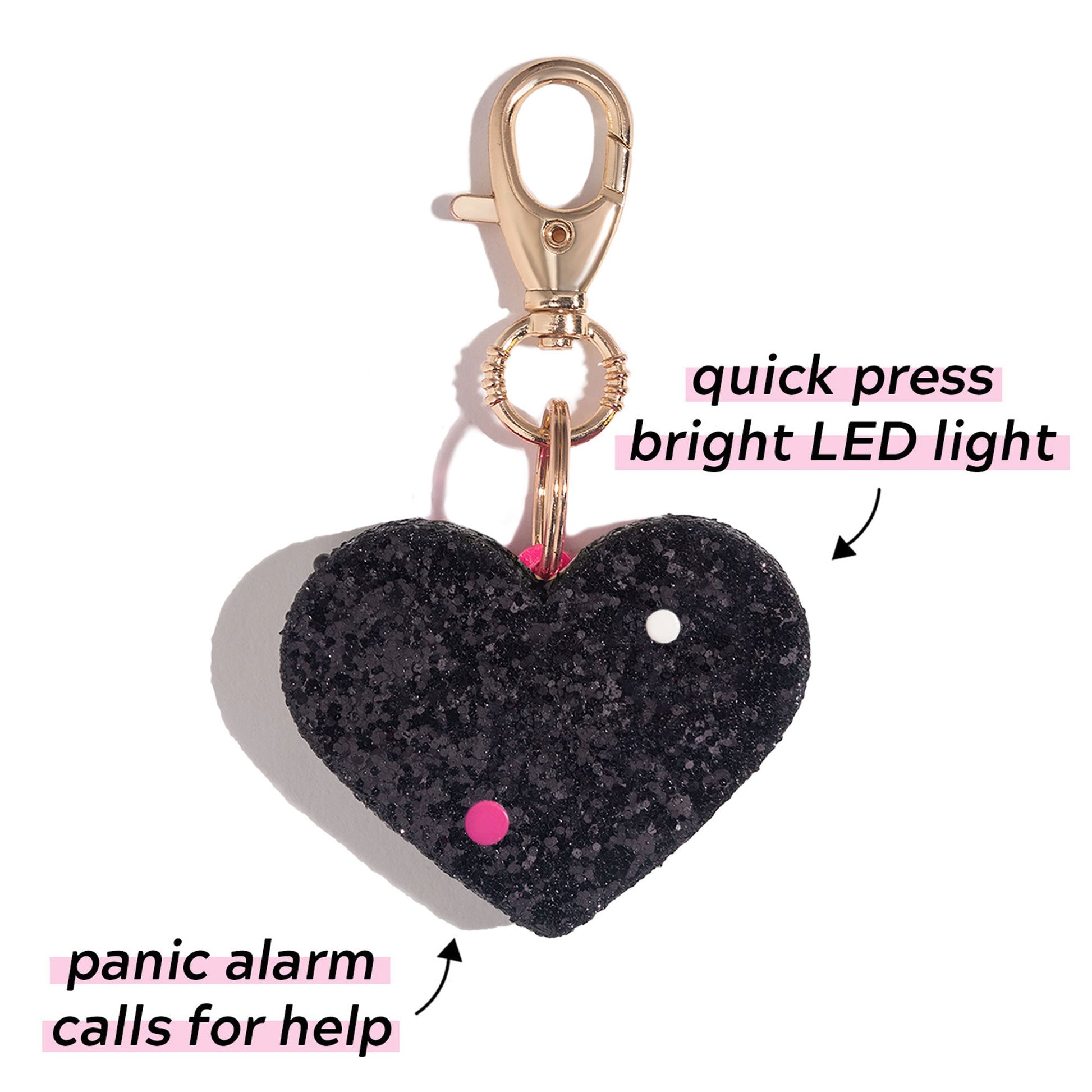 Safety Alarm | Black Glitter Heart