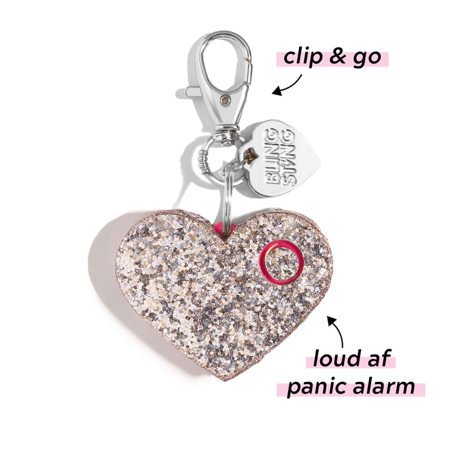 Safety Alarm | Rose Gold Glitter Heart
